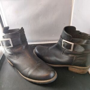 Black Leather Moto Biker Ankle Boots By Wolky Sz 41/ 10